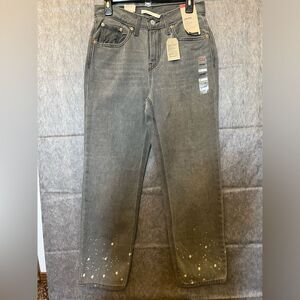 Women's Levi Low Pro Midrise Straight Leg SZ 27 Splatter Design